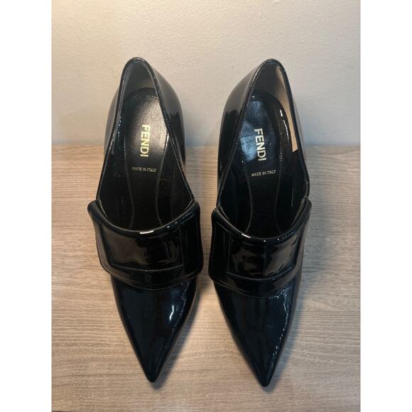 Fendi Patent Leather Diamond Heel Pointed Toe Ankle Booties Black Womens EU 41.5 - Picture 5 of 7